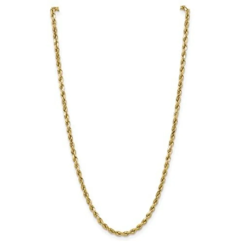 New 10K Yellow Gold 18” Diamond-Cut Rope Chain Necklace – 4.9mm Semi-Solid